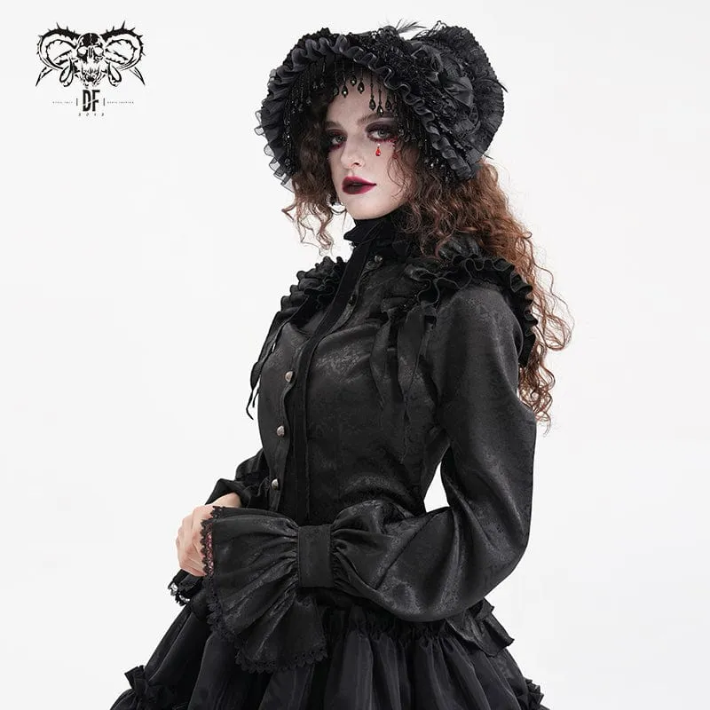 Gothic-Bluse mit Rüschen und Spitze für Damen