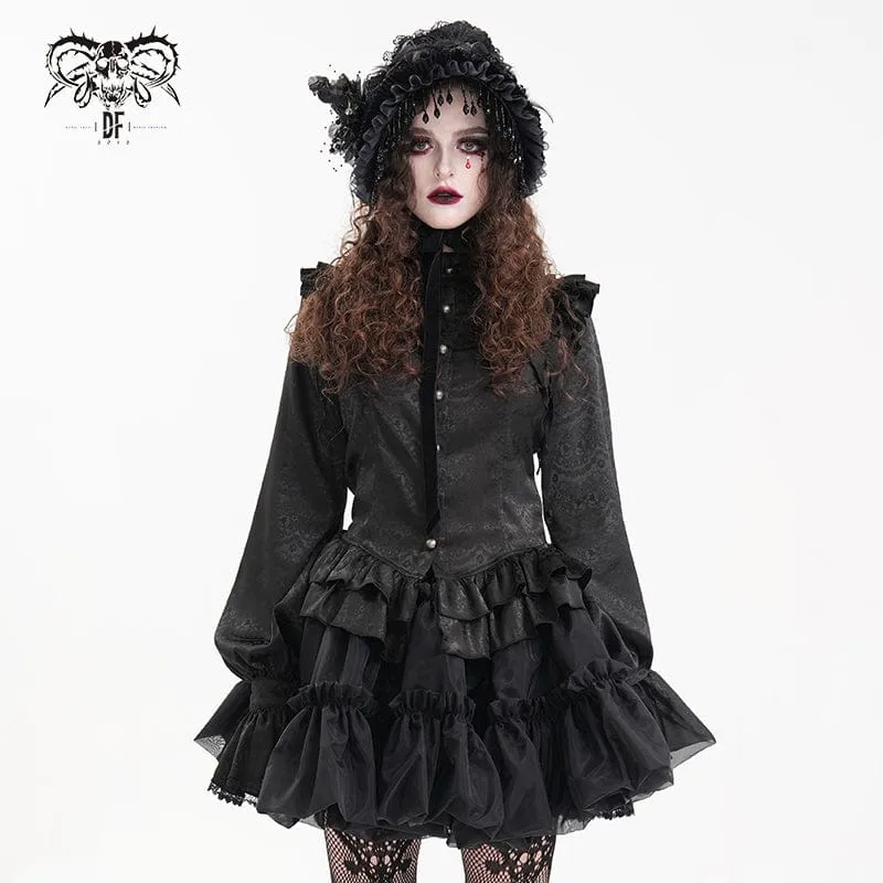 Gothic-Bluse mit Rüschen und Spitze für Damen