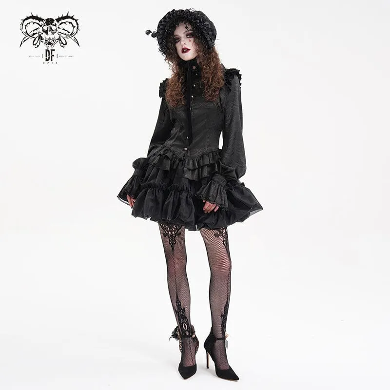 Gothic-Bluse mit Rüschen und Spitze für Damen