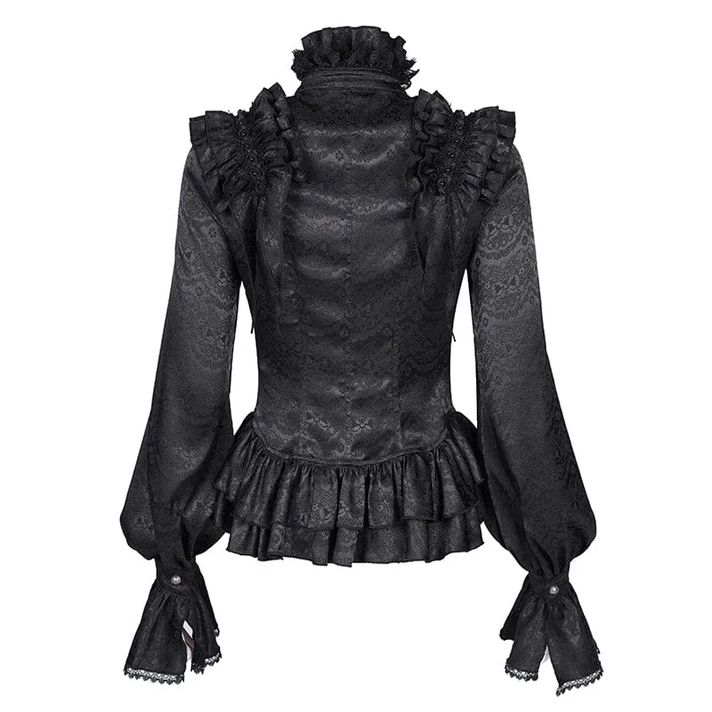 Gothic-Bluse mit Rüschen und Spitze für Damen