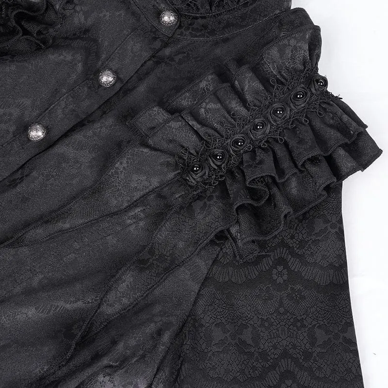 Gothic-Bluse mit Rüschen und Spitze für Damen