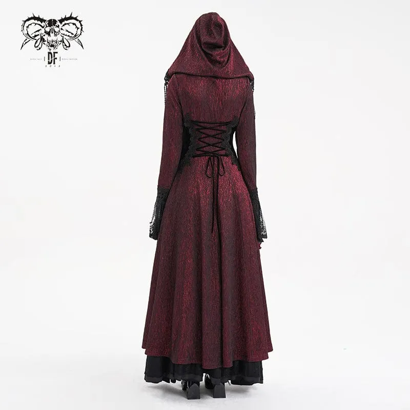 Gothic Jacke mit Schnalle und Quasten für Damen, Rot