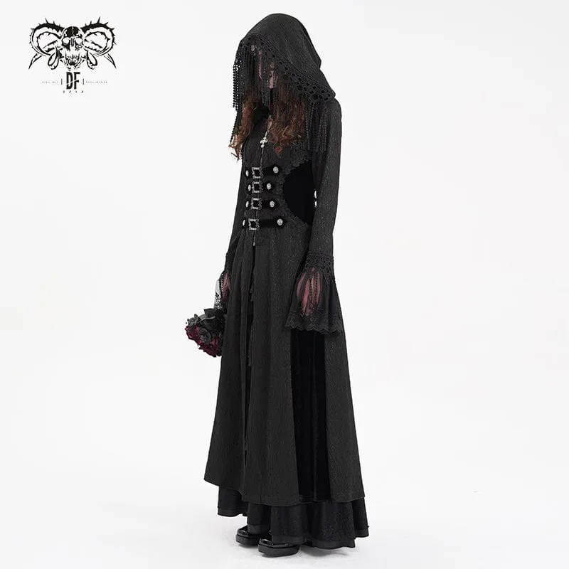 Gothic-Jacke mit Schnallenverschluss und Quasten für Damen