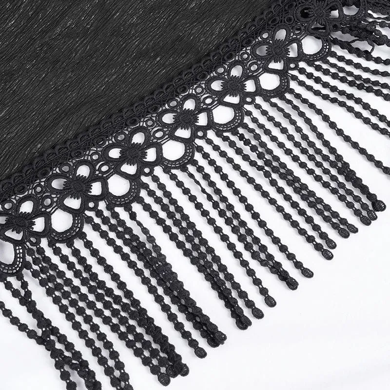 Gothic-Jacke mit Schnallenverschluss und Quasten für Damen