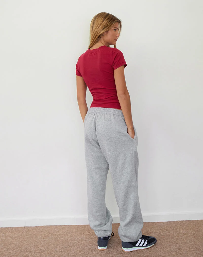 Emiko Oversized-Jogger in Grau meliert mit I Love 2010's Aufdruck