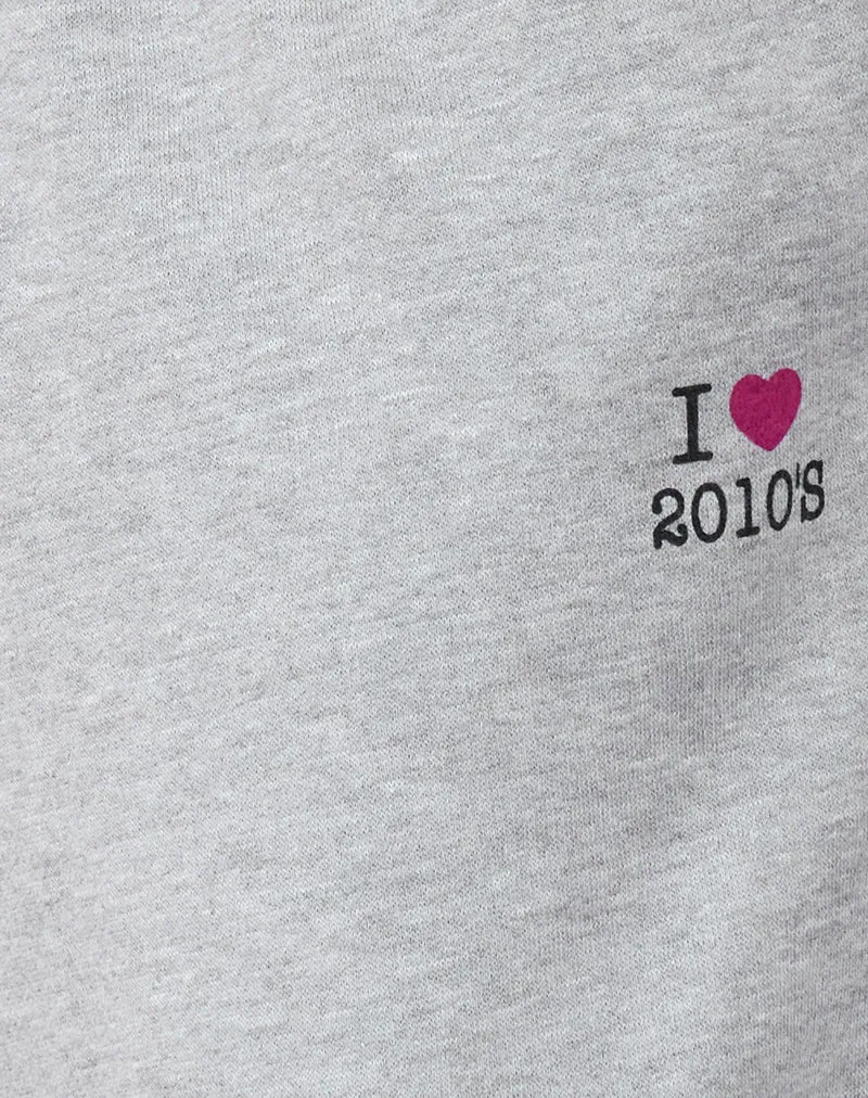 Emiko Oversized-Jogger in Grau meliert mit I Love 2010's Aufdruck