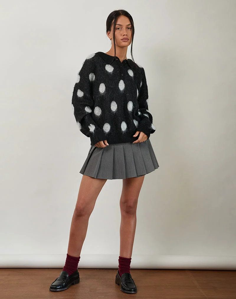 Tamika Übergroßer Pullover in Polka Schwarz
