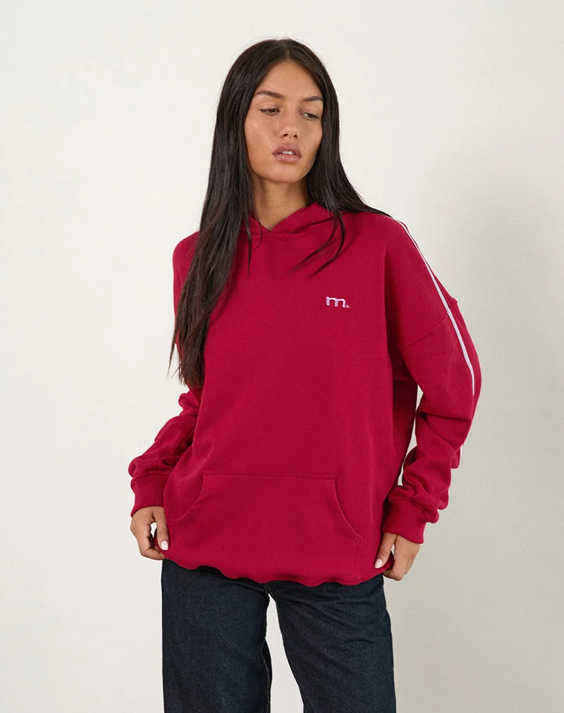 Kamari Hoodie in Adrenalin Rot mit Violett M Stickerei
