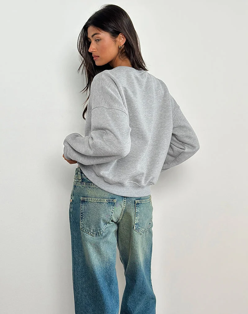 Tedasa Crew Sweatshirt in Grau meliert mit M-Emblem