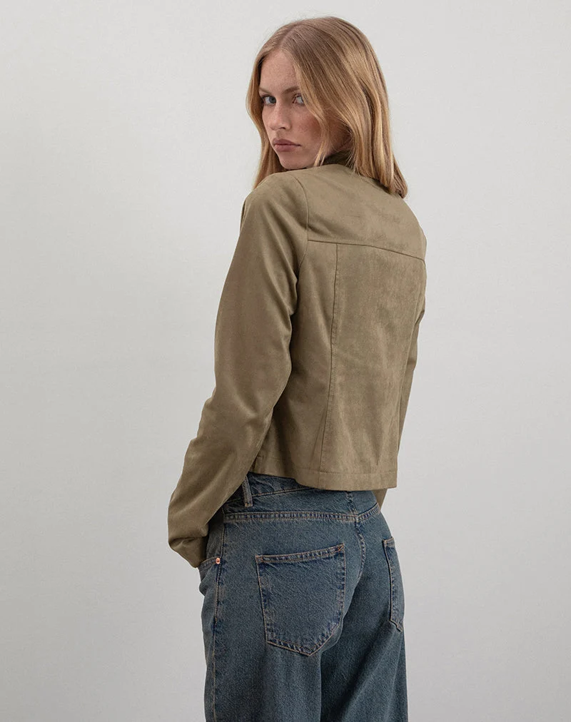 Mandy Jacke aus Wildlederimitat Walnuss