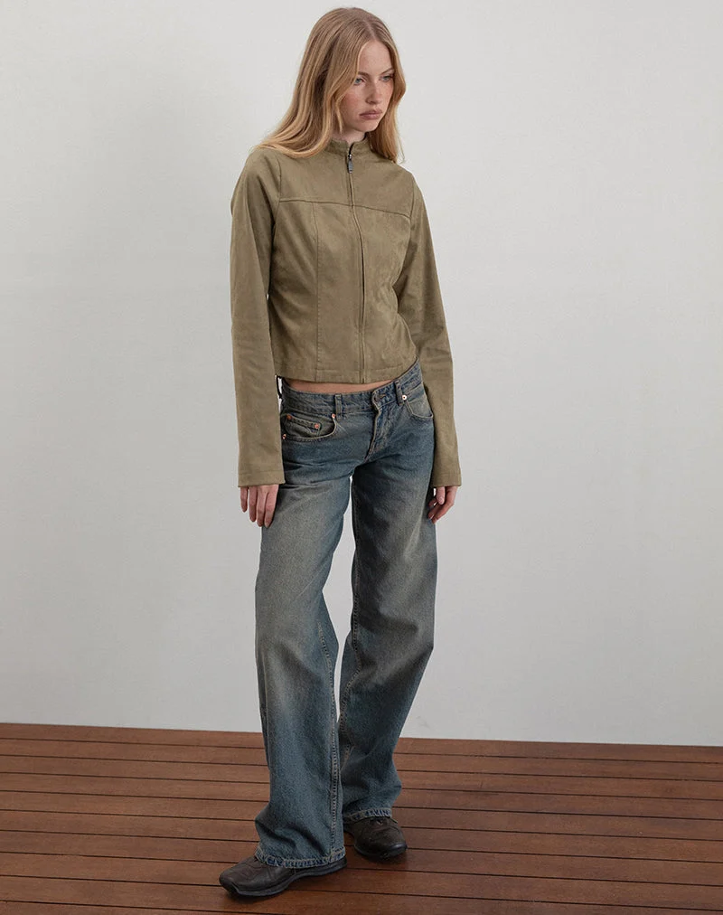 Mandy Jacke aus Wildlederimitat Walnuss