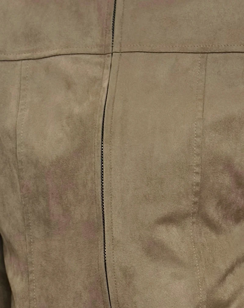 Mandy Jacke aus Wildlederimitat Walnuss