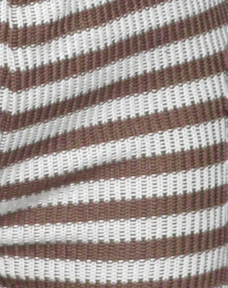 Nikaya Shorts aus gestrickten Streifen in Weiß und Braun