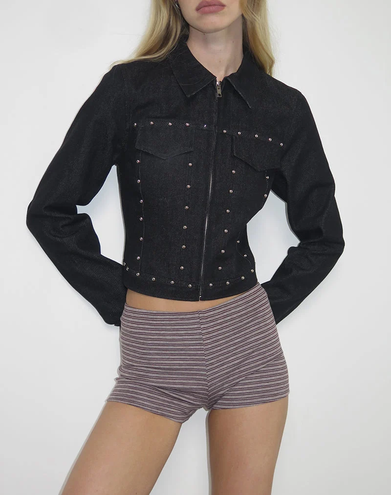 Ronira Jacke Chambray Nieten in Schwarz