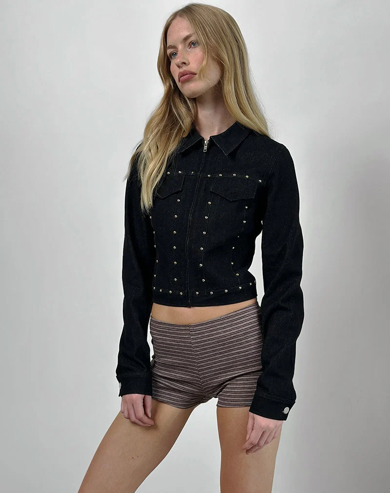 Ronira Jacke Chambray Nieten in Schwarz