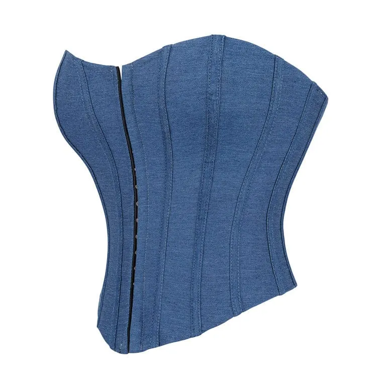 Gothic-Überbrustkorsett mit Schnürung für Damen in Blau