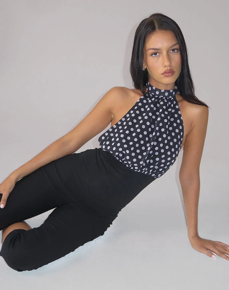 Rania Rückenfreies Top in Basic Polka Schwarz
