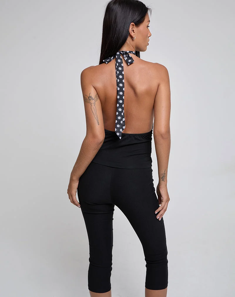 Rania Rückenfreies Top in Basic Polka Schwarz