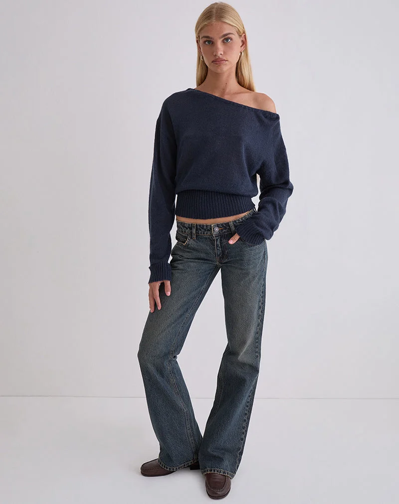 Suena Asymmetrischer Pullover in Marineblau