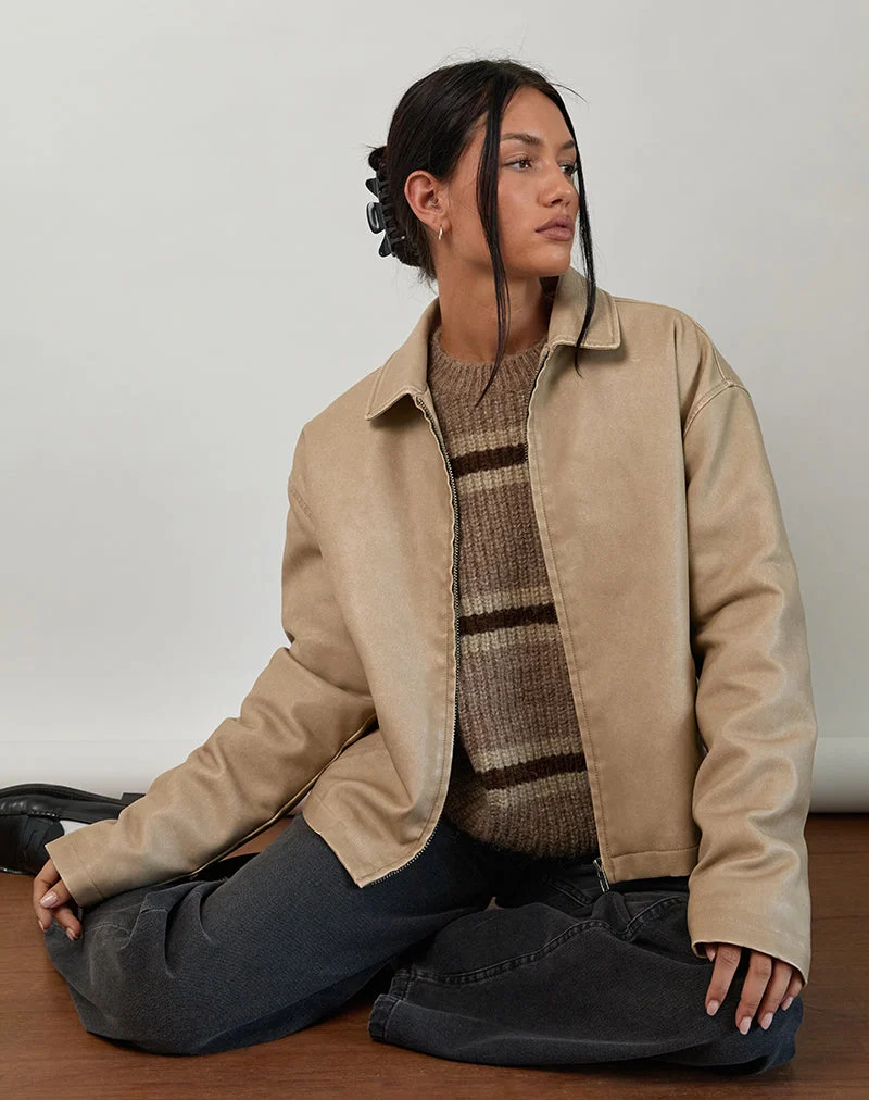 Catalin Jacke In getragenem PU Sand