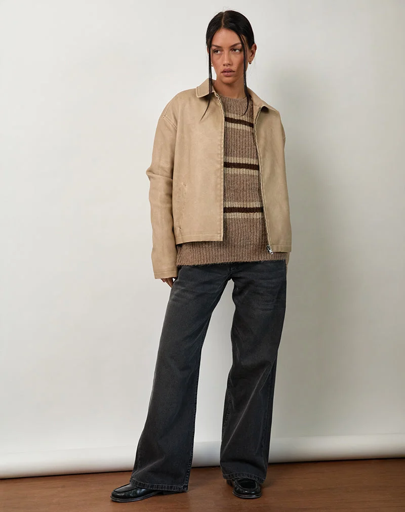 Catalin Jacke In getragenem PU Sand