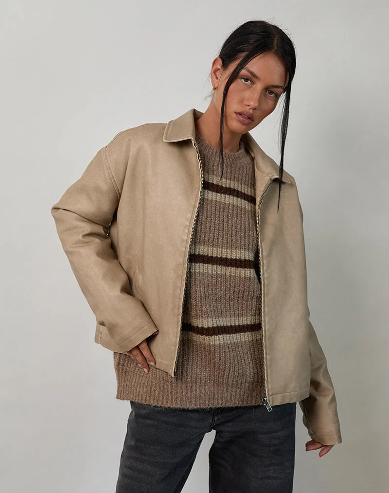 Catalin Jacke In getragenem PU Sand