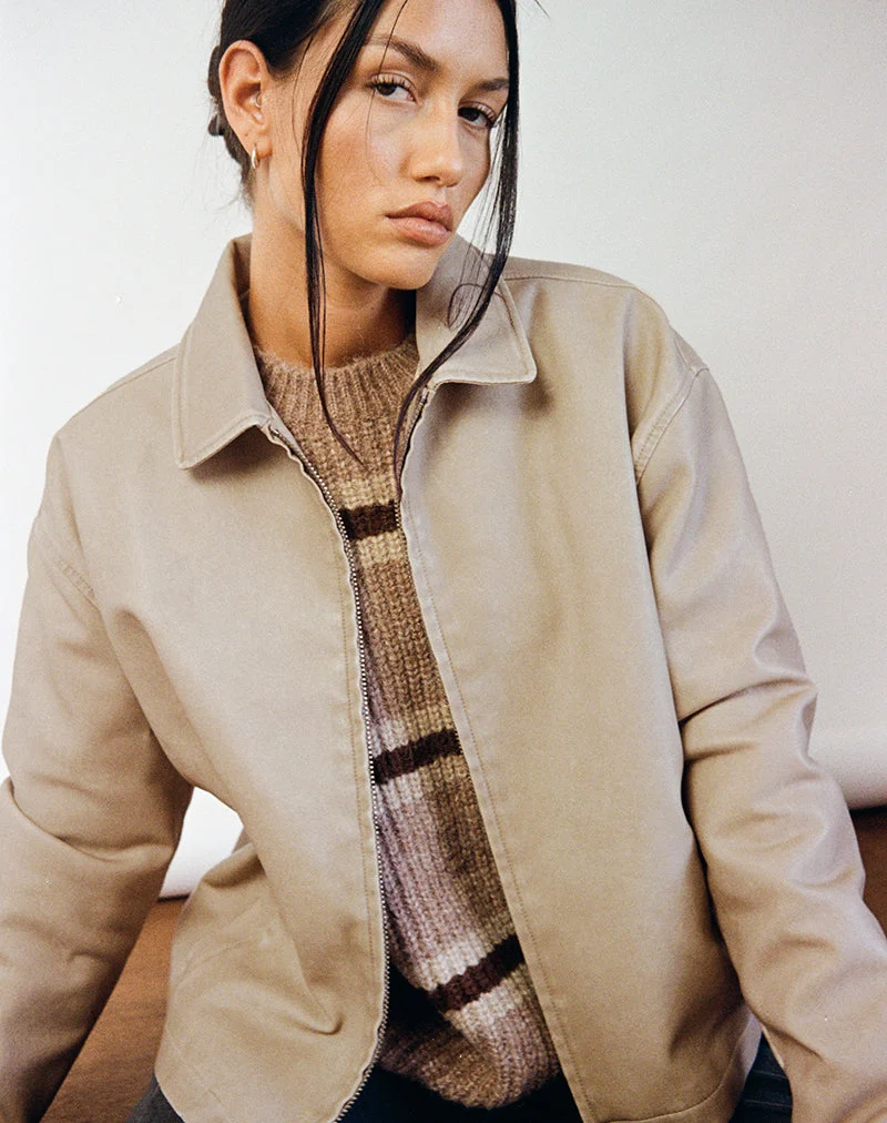 Catalin Jacke In getragenem PU Sand
