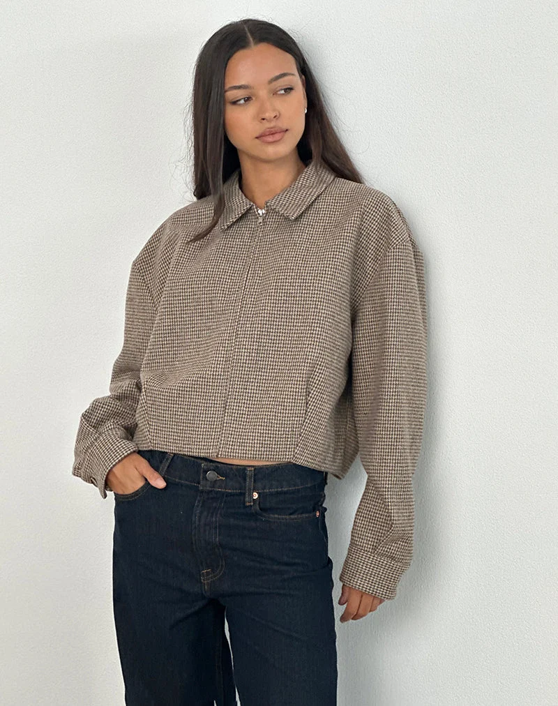 Carlo Cropped Jacket in Karo Braun