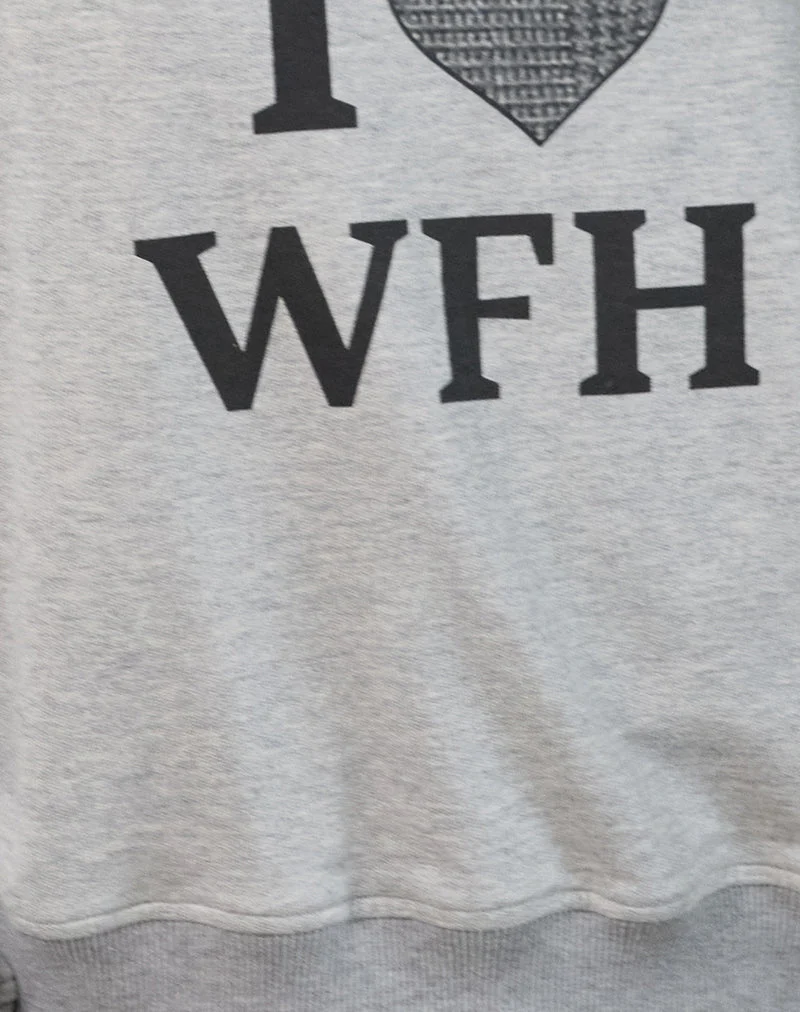 Toria Sweatshirt in Grau meliert mit I Love WFH Grafik