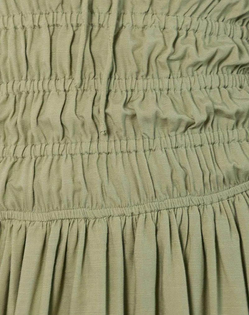 Rasmil Minikleid mit Bubble-Saum in Salbei Grün