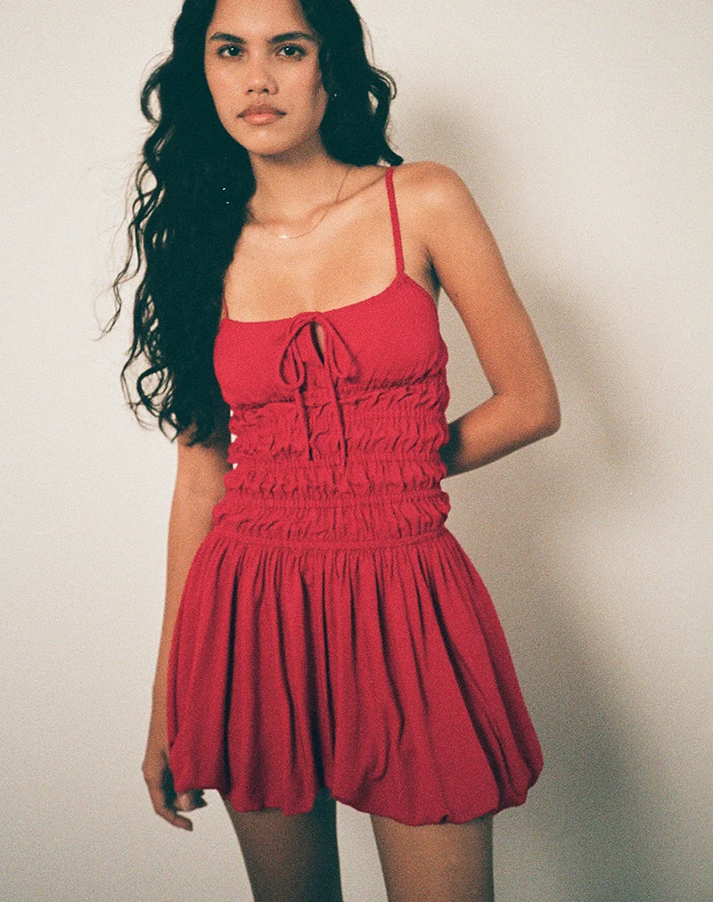 Rasmil Bubble Mini Dress in Adrenalin Rot