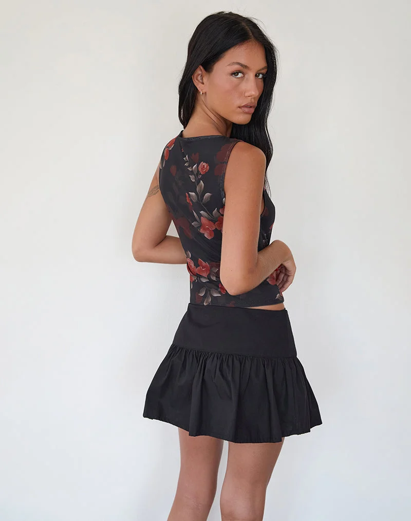 Dudley Vest Top in Watercolour Rose Schwarz
