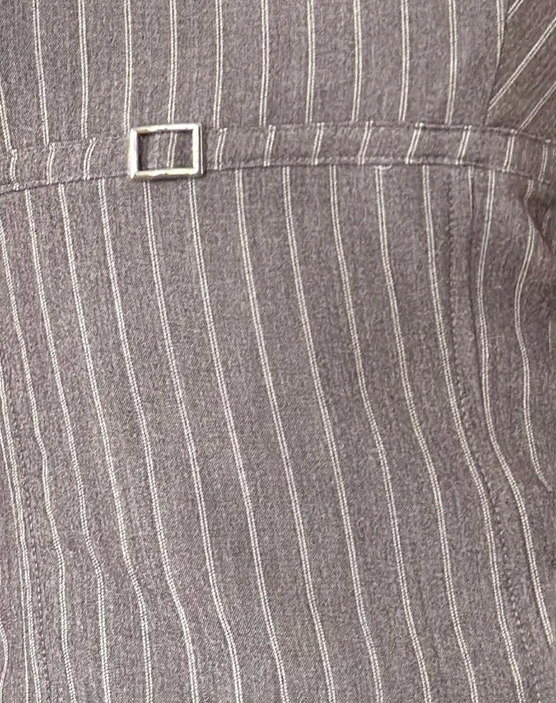 Nasya Neckholder-Top in Taupe Nadelstreifen Tailoring