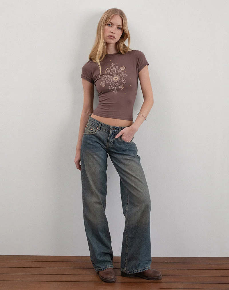 Sutin Tee in Muskatnuss Floral Pailletten