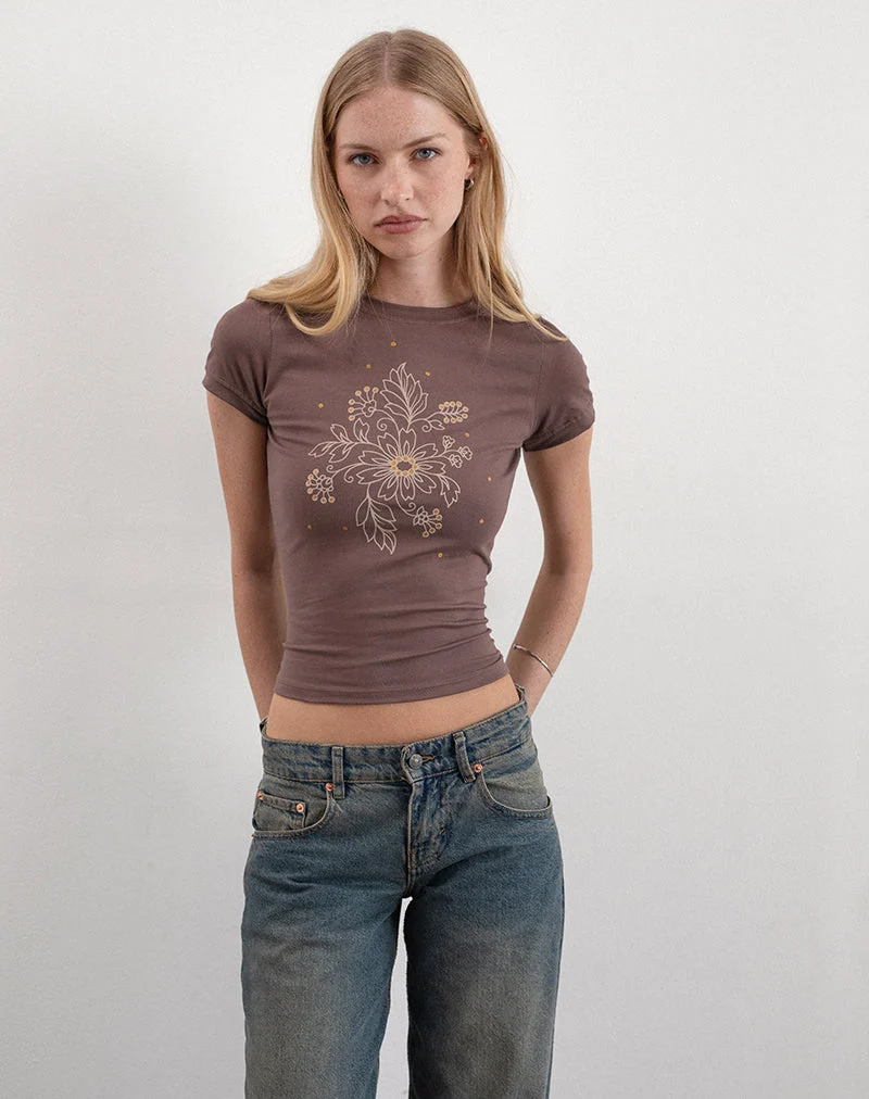 Sutin Tee in Muskatnuss Floral Pailletten