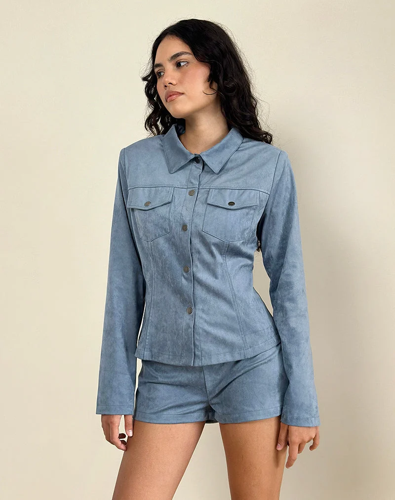 Fyodora Jacke aus Wildleder in staubigem Blau