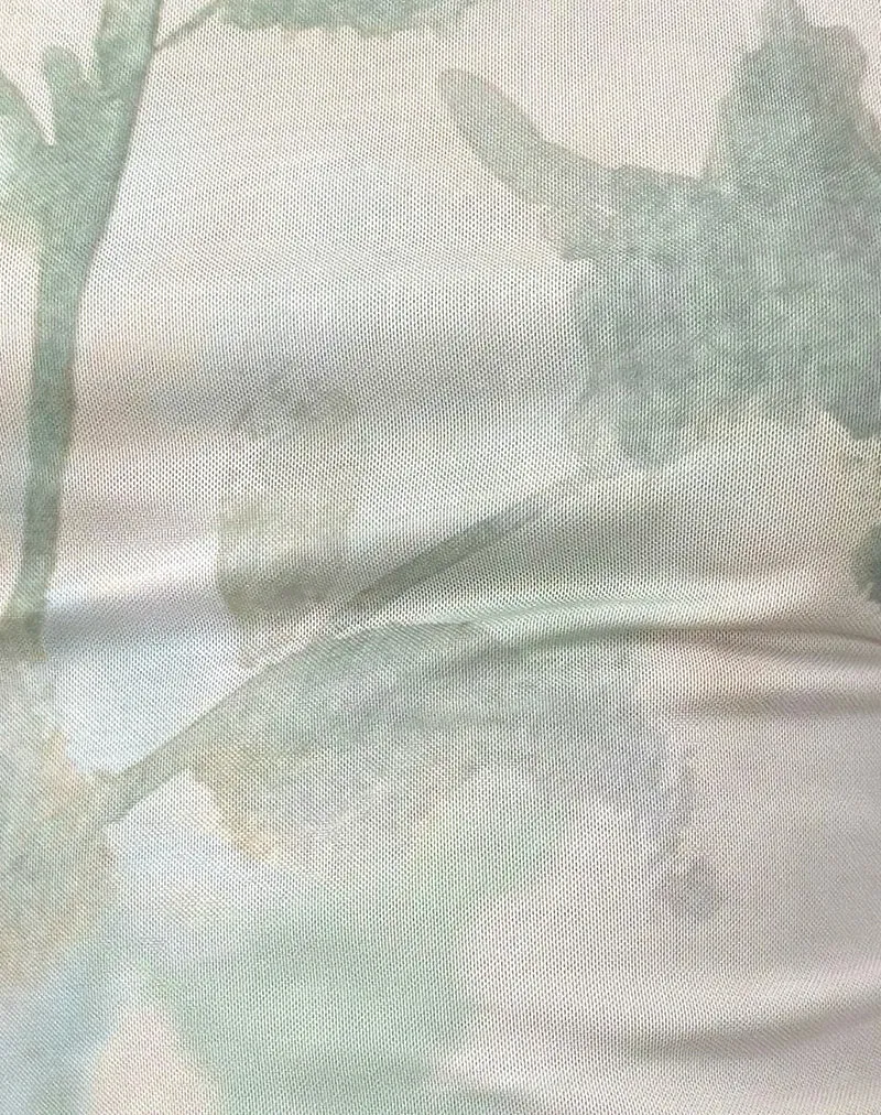 Soyan Asymmetrisches Top aus abstrakter gemalter Blume Blau