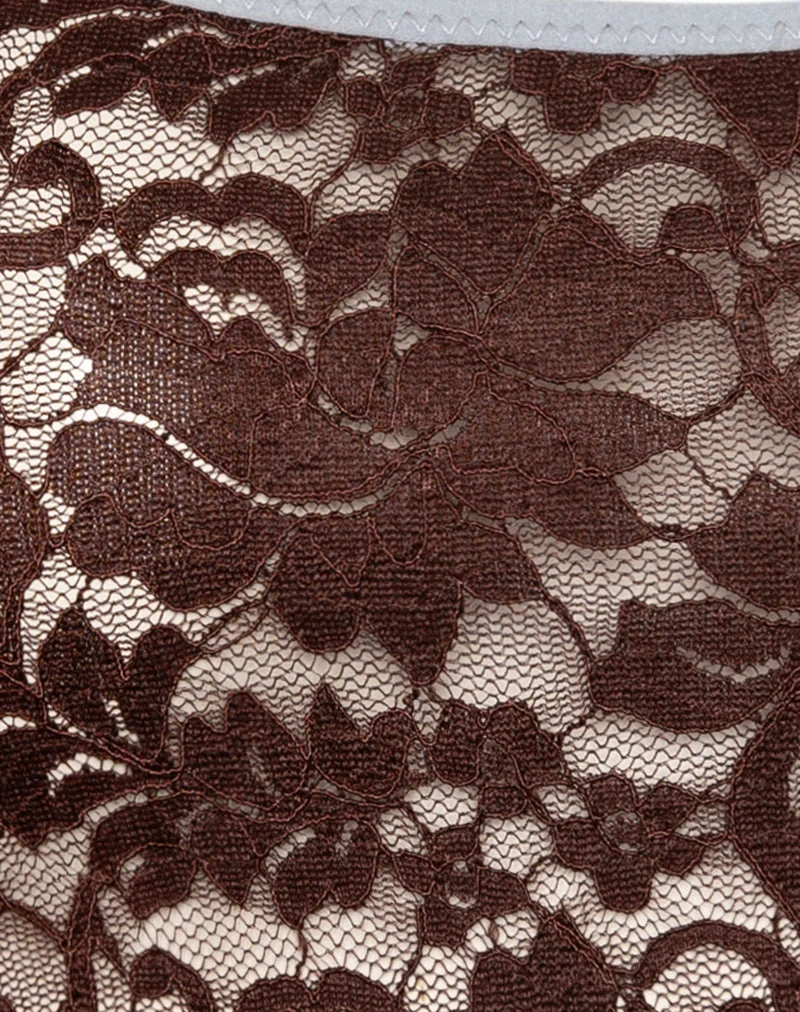 Redum Cami Top aus schokoladenfarbener Spitze mit blauer Borte