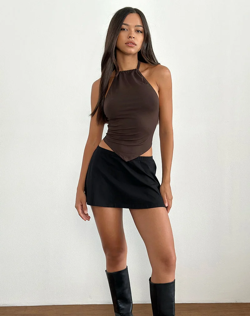 Shalas Neckholder-Top aus Jersey Bitter Chocolate