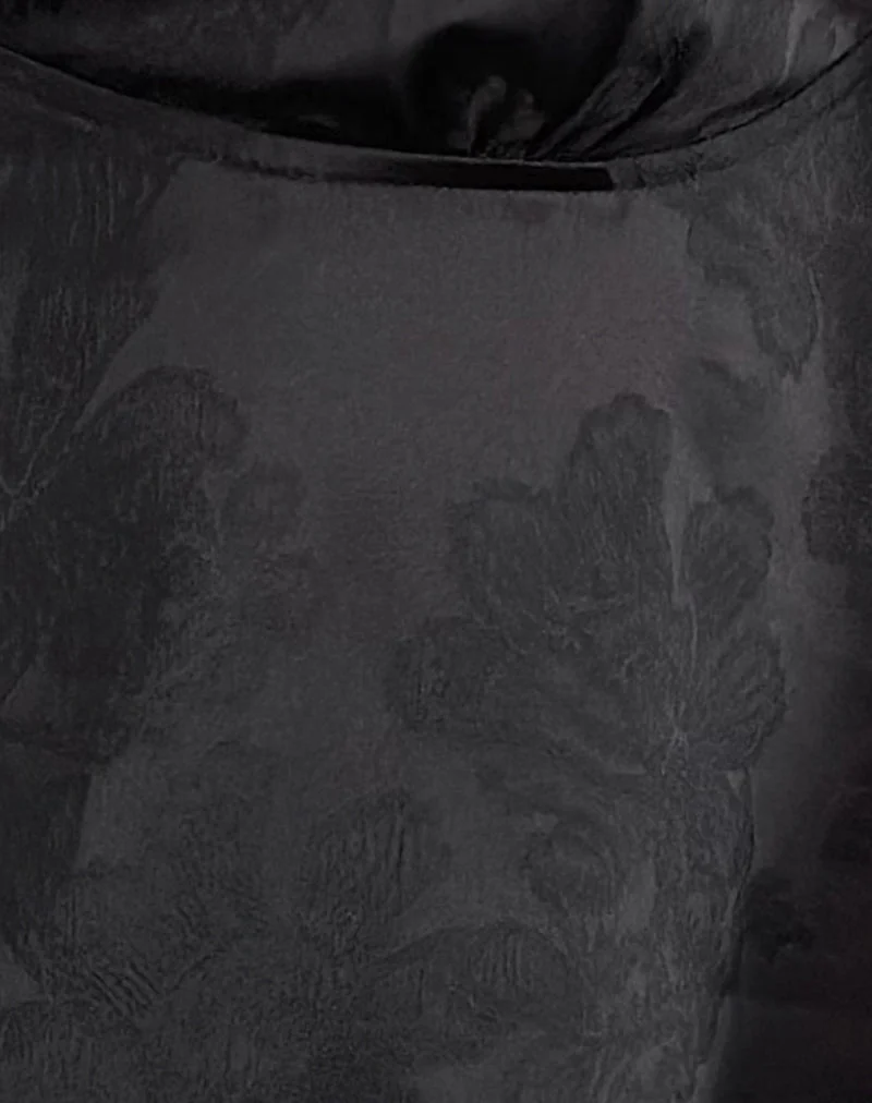 Marinda Top aus Satin Jacquard Schwarz