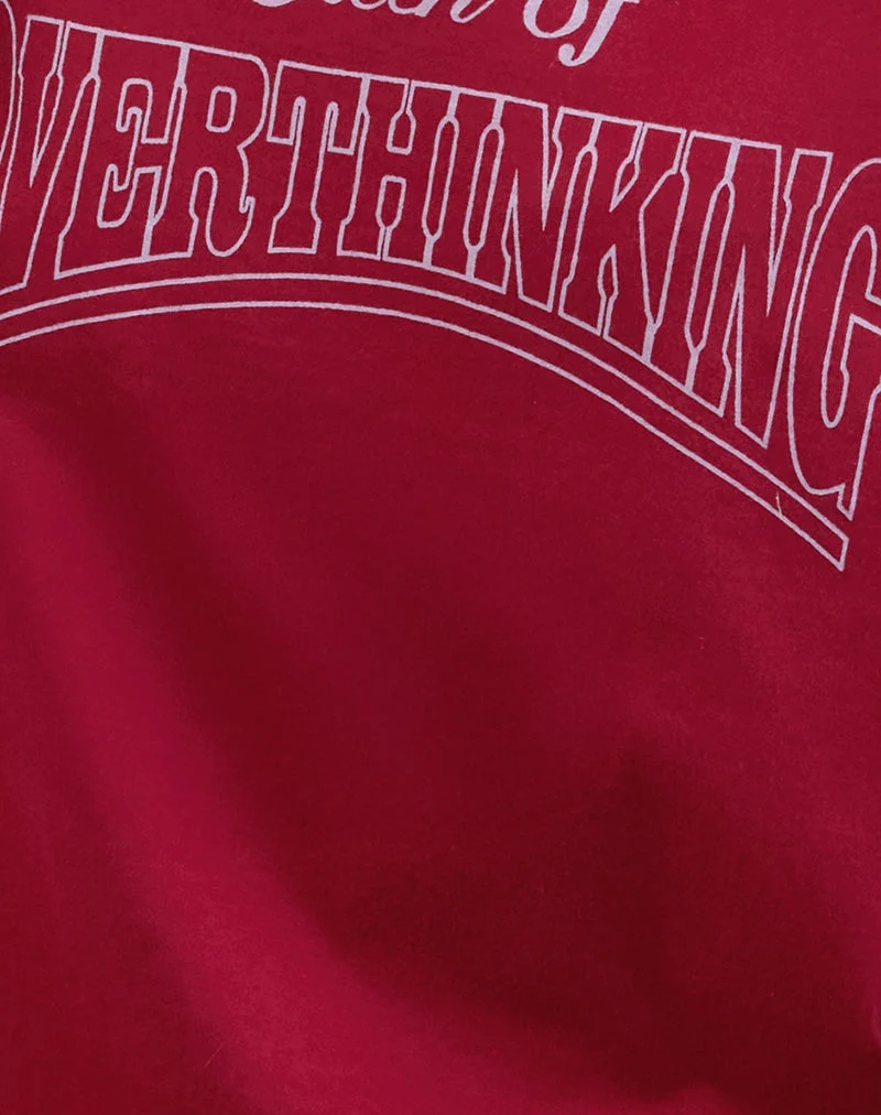Scottie Slouchy Tee in Adrenalinrot mit Overthinking-Grafik