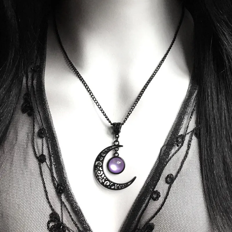 Gothic Perlen Mond Halskette für Damen