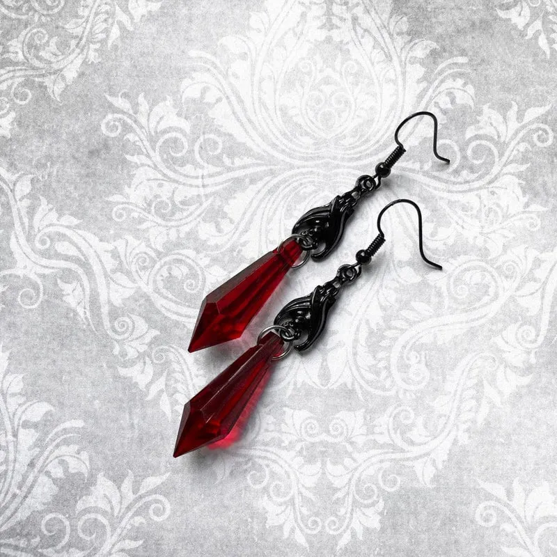 Gothic-Rubin-Fledermaus-Ohrring für Damen