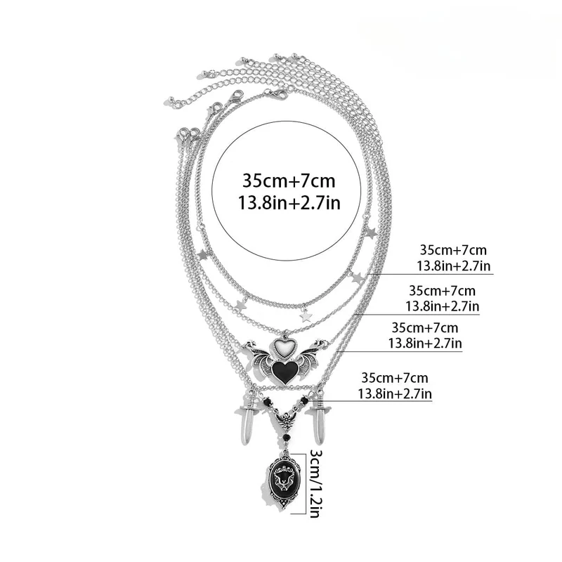 Damen Punk Herz Lagenkette Choker