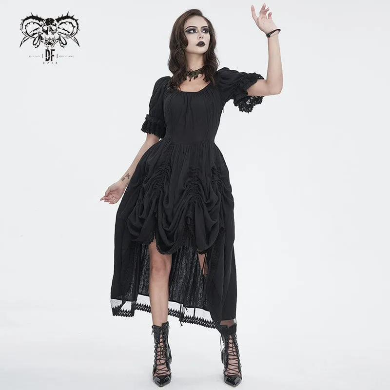 Damen-Ballkleid im Gothic-Stil mit Puffärmeln und Kordelzug