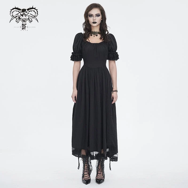 Damen-Ballkleid im Gothic-Stil mit Puffärmeln und Kordelzug