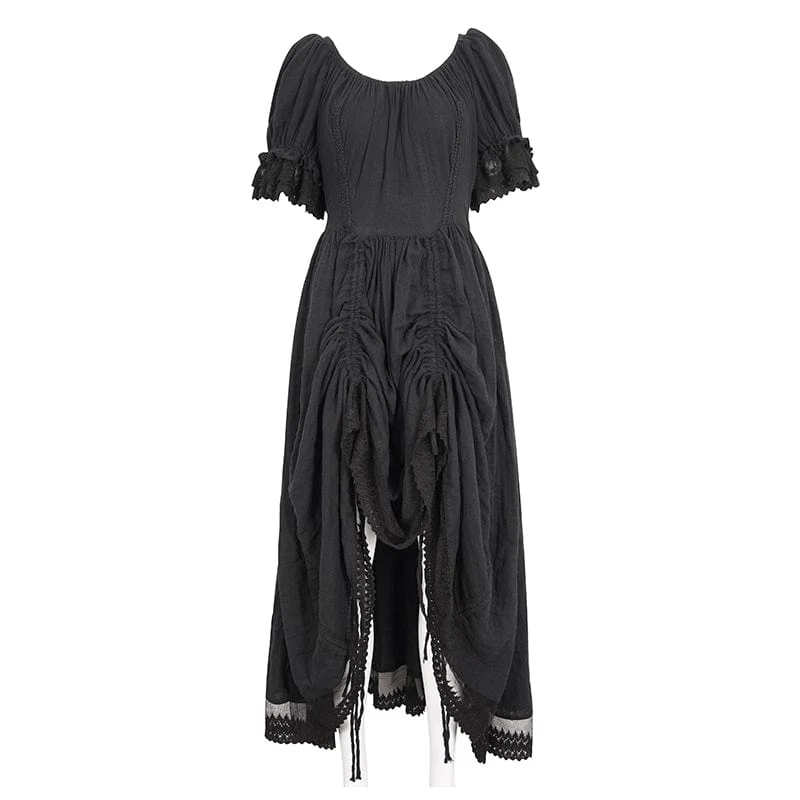 Damen-Ballkleid im Gothic-Stil mit Puffärmeln und Kordelzug
