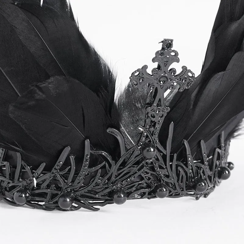 Gothic-Kopfbedeckung mit Federkreuz und Metall für Damen