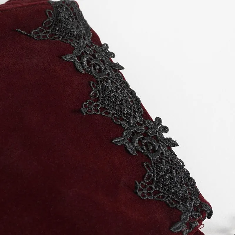 Rote Gothic-Tasche mit Blumenstickerei und Perlen für Damen