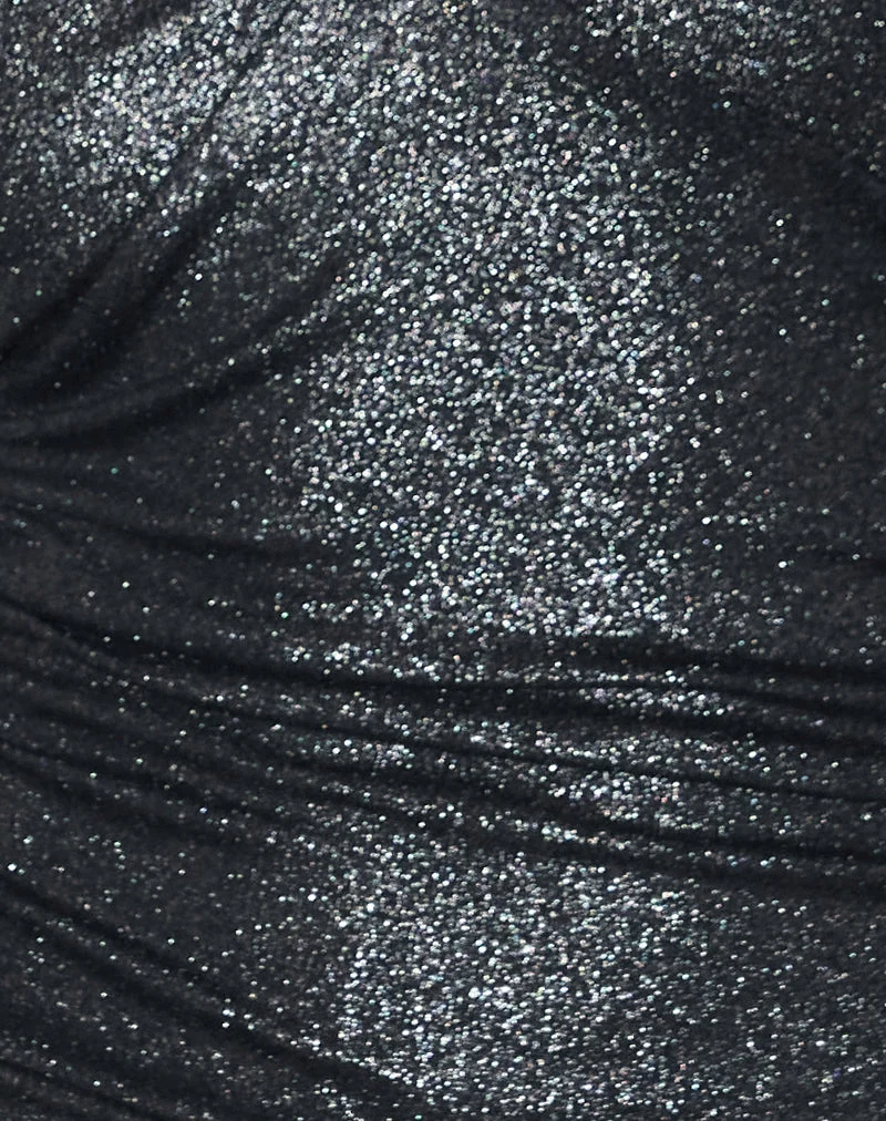 Melia Fledermaus-Top in Schwarz Metallic Slinky